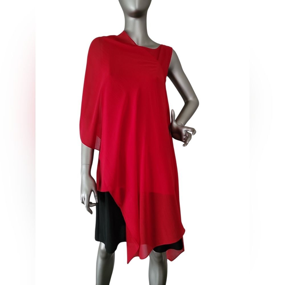 Eileen Fisher Sheer Silk Georgette Wrap In Scarlet One Size - Picture 1 of 11